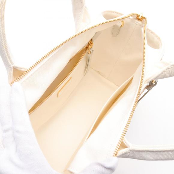 Prada Midollino Canapa Wicker Handbag Canvas Leather Rattan Beige White - Picture 3 of 9